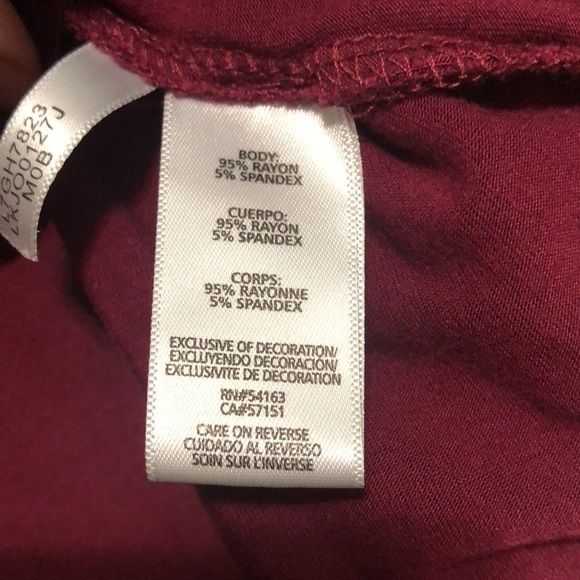 Karl Lagerfield Burgundy Cold-Shoulder Top Ruffles S - Picture 5 of 6